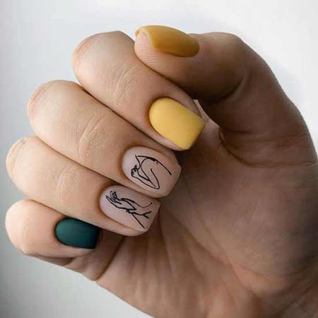 Осенний маникюр 2021 на короткие ногти. Более 100 фото модного дизайна ногтей