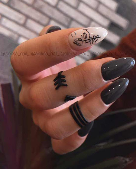 Темный маникюр 2021 - новые модные дизайны ногтей. Более 100 фото